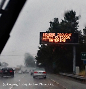 Sign on Interstate 280 during an unexpected rain storm near the San Francisco Airport.